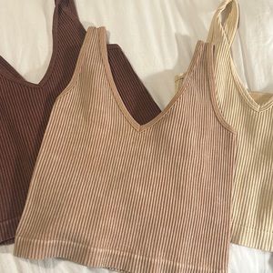 Tan, brown and cream colored bundle tops, came in one set